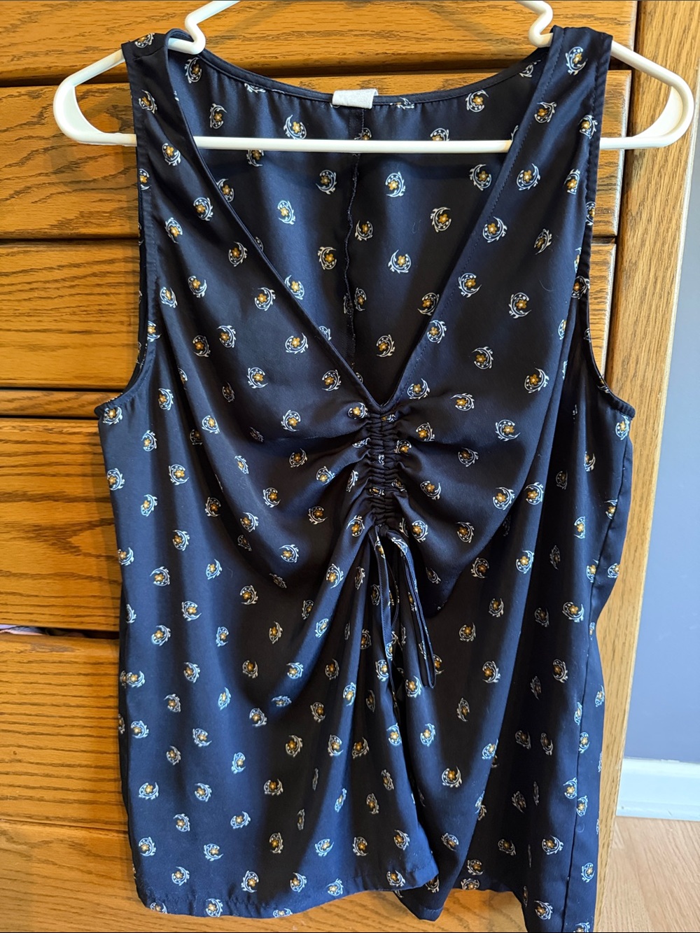Melrose and Market Navy Floral Ruched Front Camisole